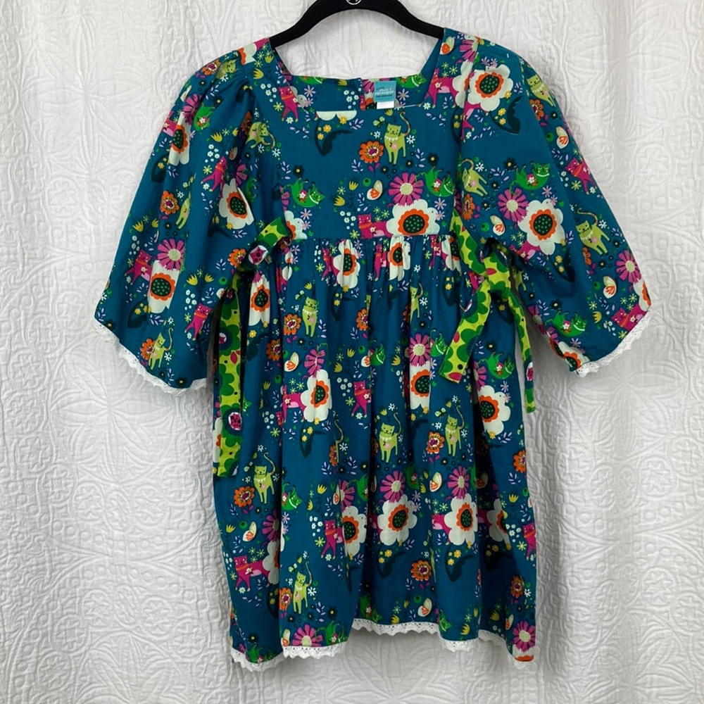 Little Miss Marmalade San Francisco Floral & Kitty Patterned Dress sz 7